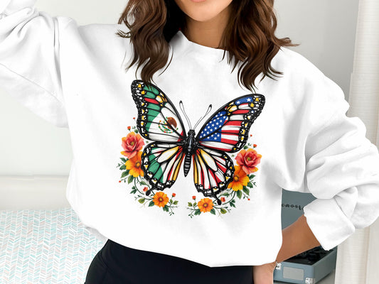 Vibrant Butterfly Flag Design on White Sweatshirt product
