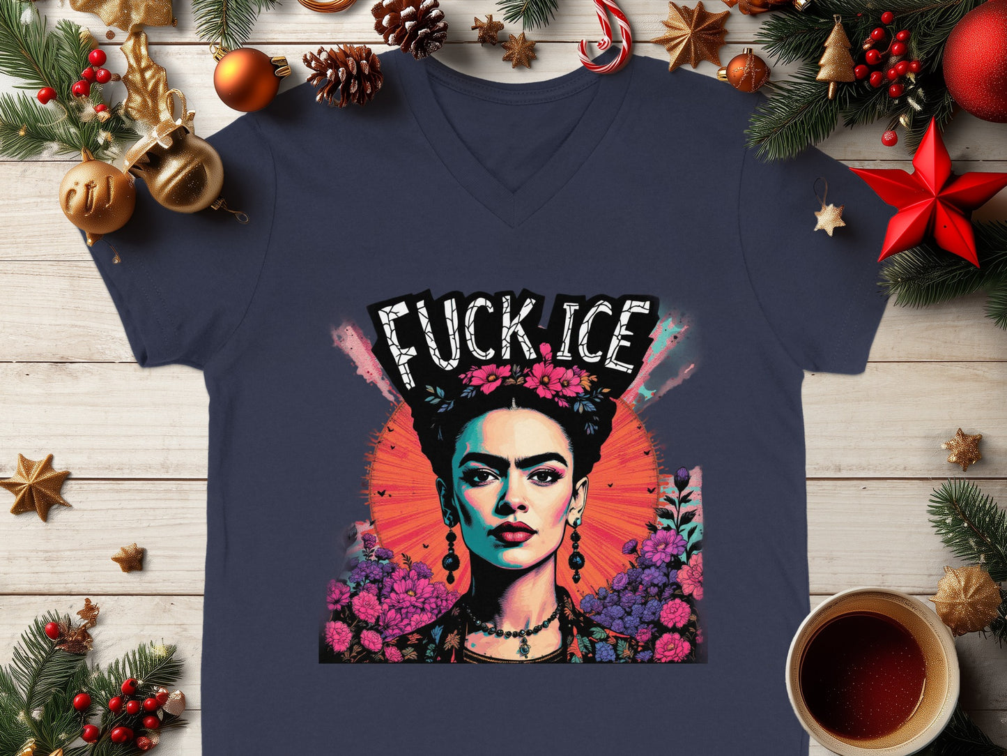 Fuck Ice Women's T-Shirt with V Neck Holiday Design