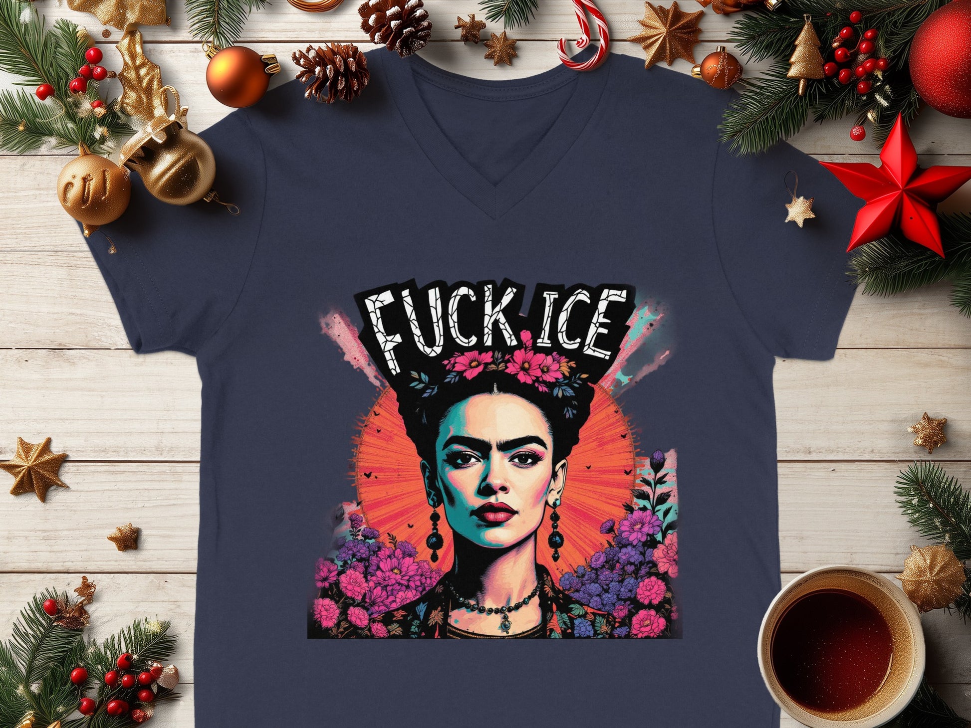 Fuck Ice Women's T-Shirt with V Neck Holiday Design