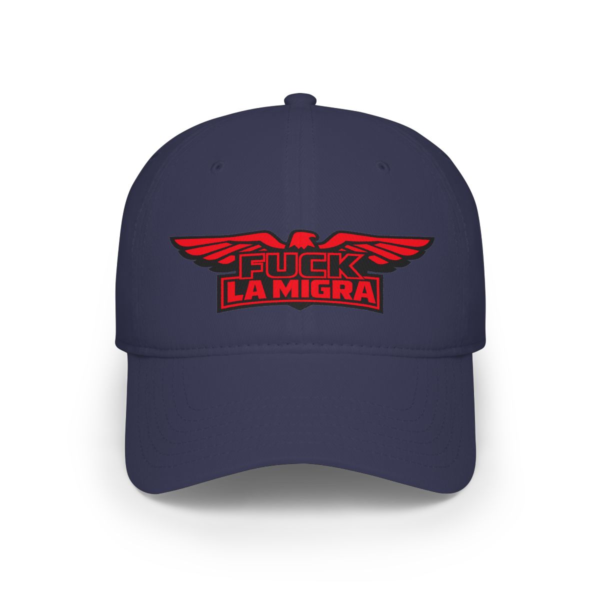 FUCK LA MIGRA Statement Cap with Red Eagle Design