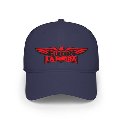 FUCK LA MIGRA Statement Cap with Red Eagle Design