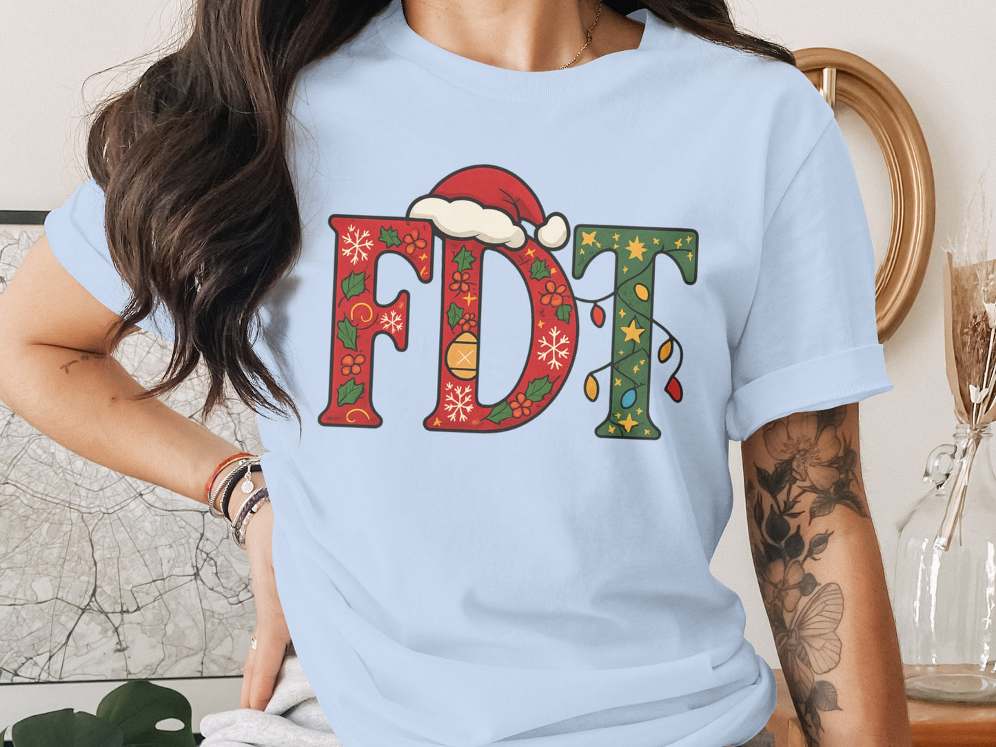 Festive FDT Santa Hat Christmas T-shirt