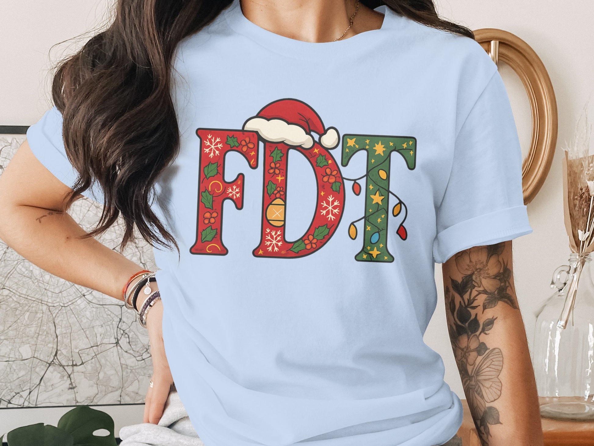 Festive FDT Santa Hat Christmas T-shirt