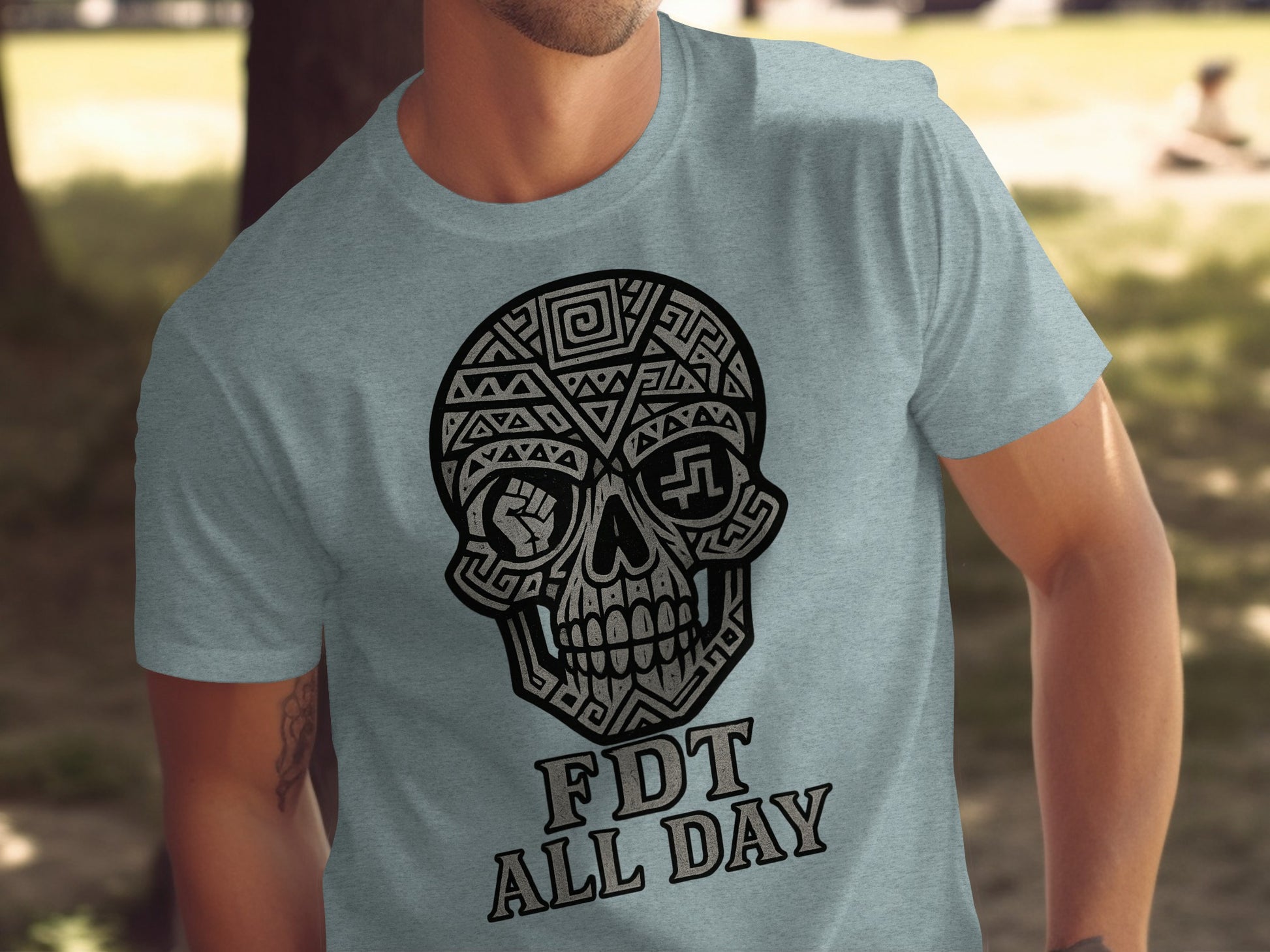 FDT All Day Skull Graphic Design T-Shirt Fashionable Product