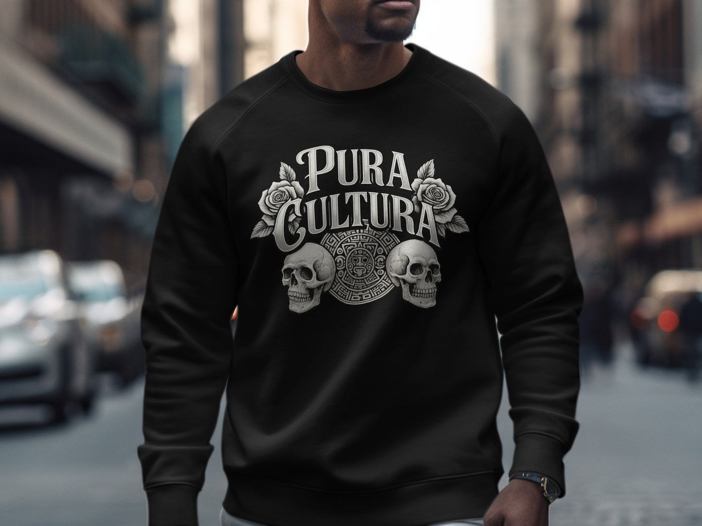 Bold Skull and Roses Pura Cultura Design Sweatshirts