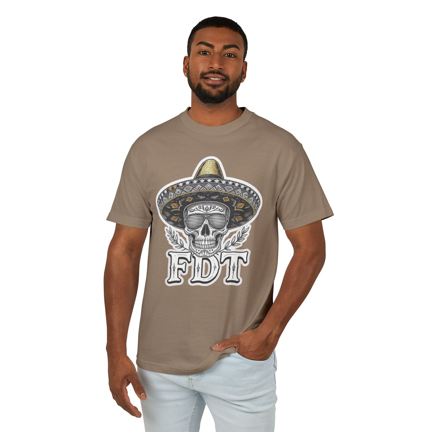 FDT Anti Trump Shirt 100% Cotton. Skull Sombrero Tee — 'FDT' Vintage Day of the Dead Graphic Shirt