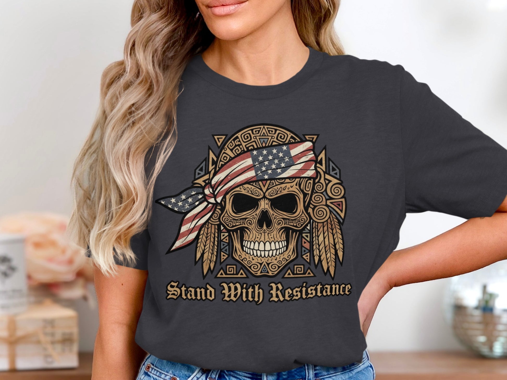 Stand With Resistance Skull Graphic T-Shirt