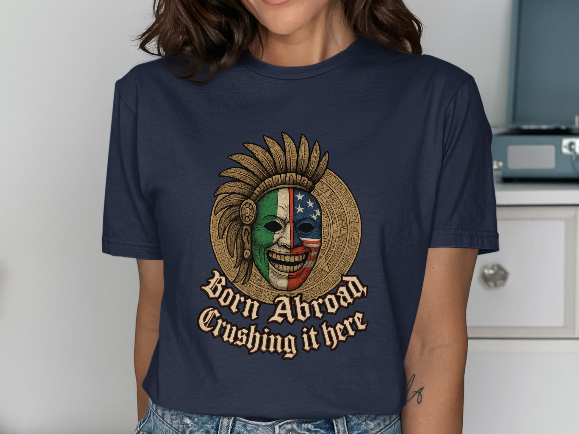 Born Abroad Crushing it Here Graphic Tee product type