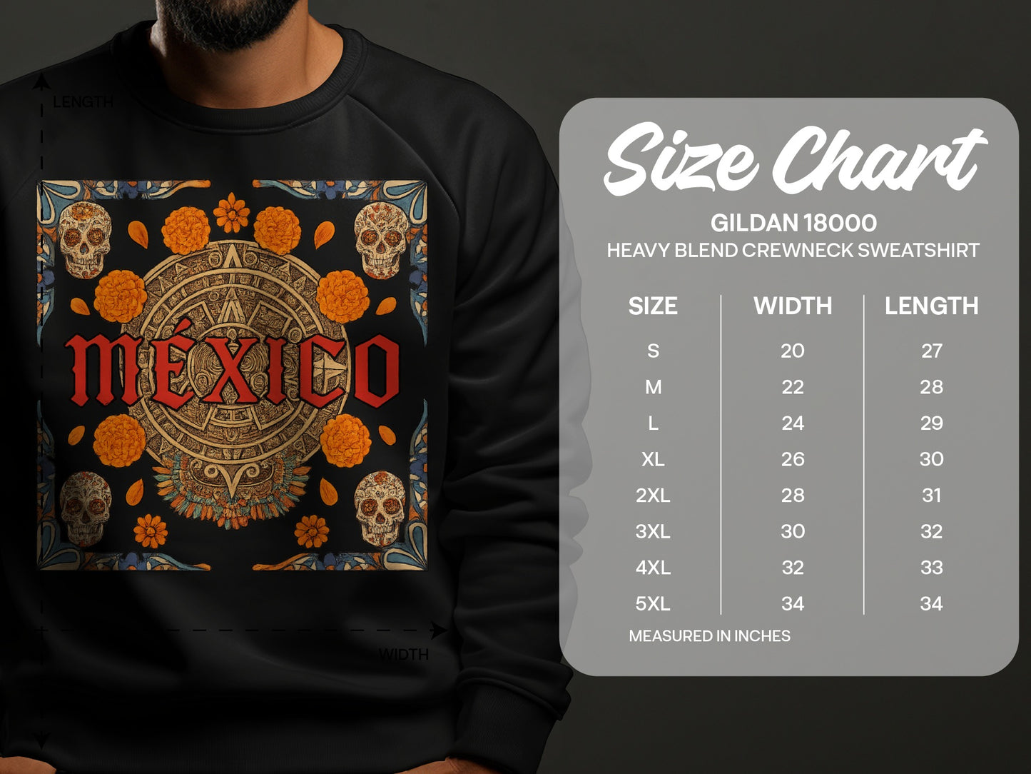 Detailed Mexican Themed Heavy Blend Sweatshirt