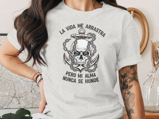 La Vida Me Arrastra Skull Anchor T-Shirt product type