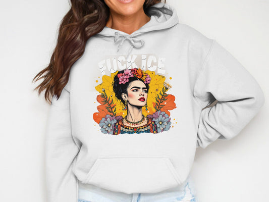 Bold Frida Kahlo Hooded Sweatshirt Fashion Product