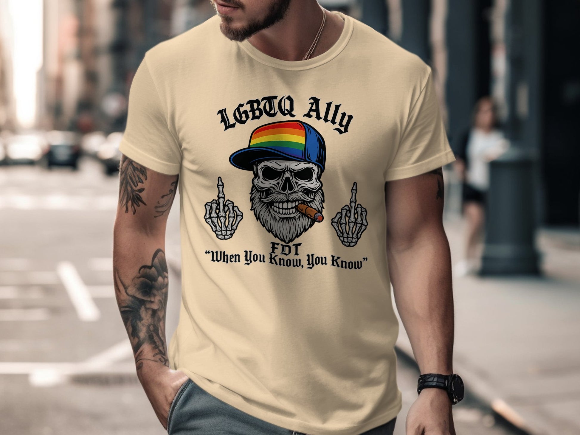 LGBTQ Ally Skull Middle Finger Graphic T-Shirt product