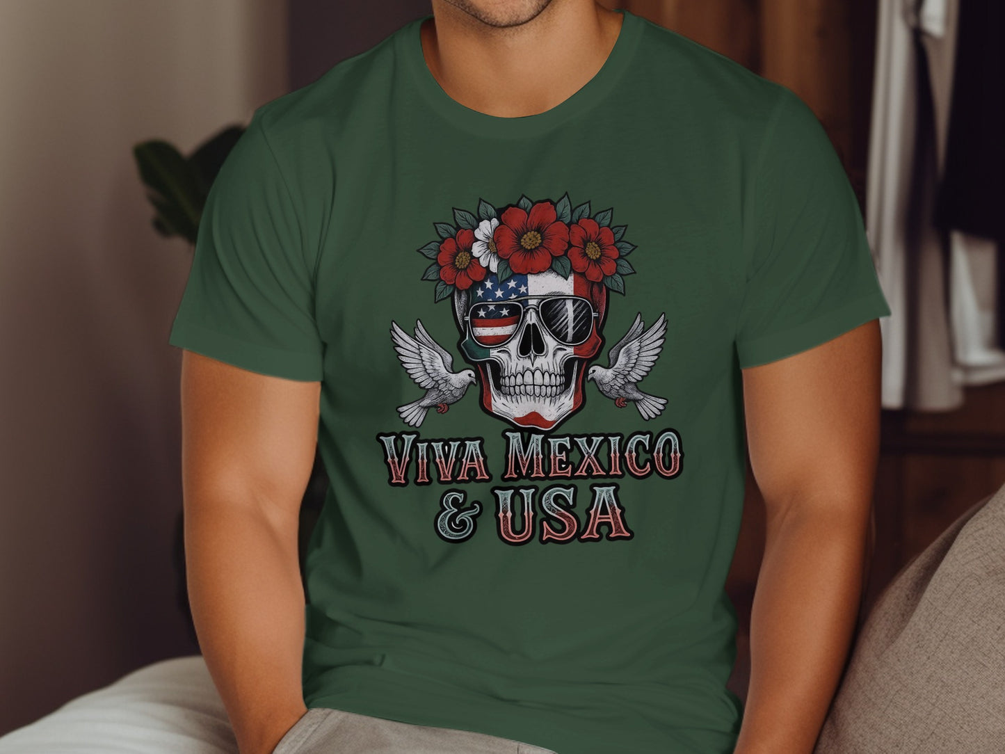 Viva Mexico and USA Skull Graphic T-shirt product type