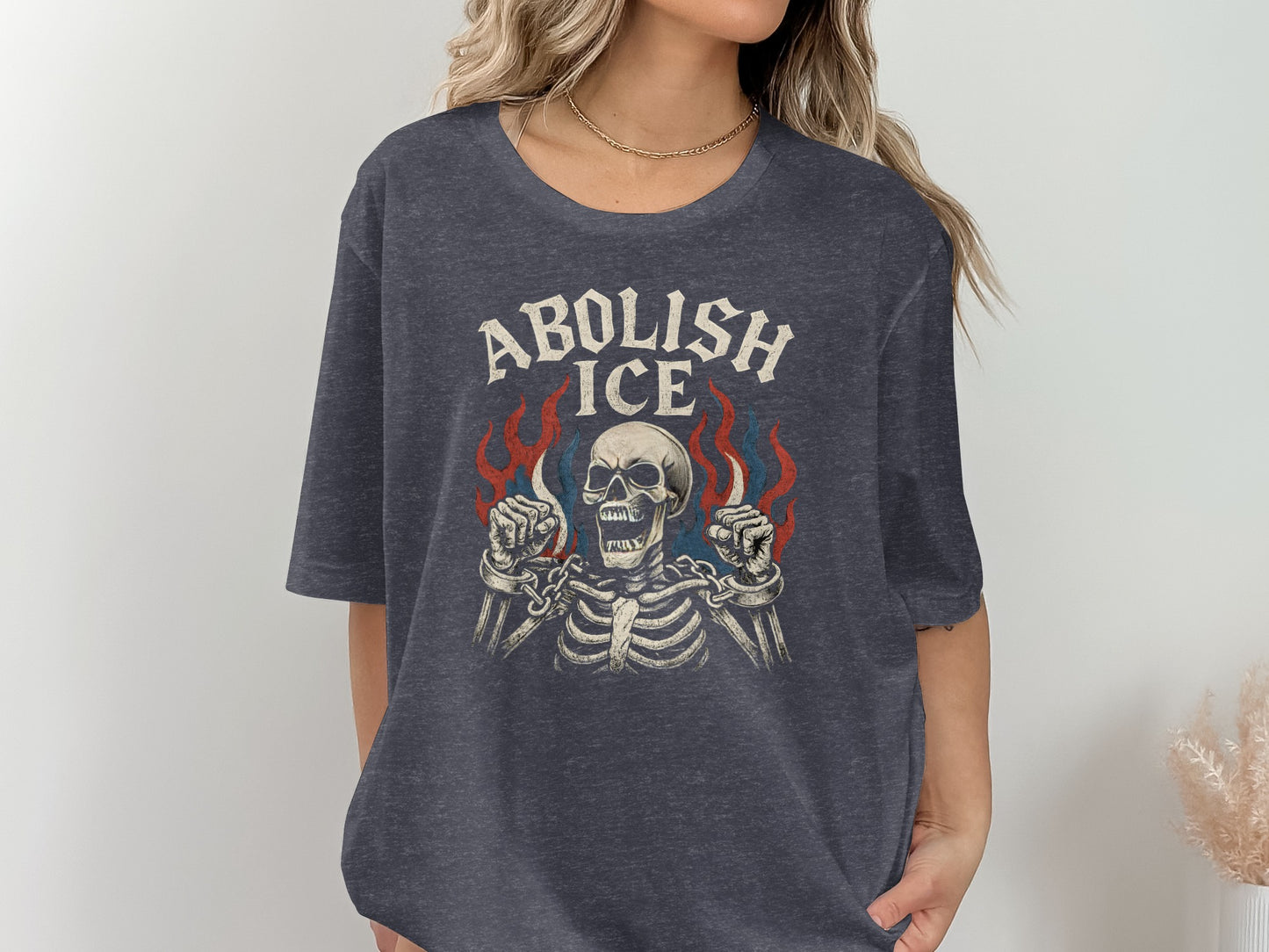 Abolish Ice Skeleton Graphic Unisex Oversized T-Shirt product