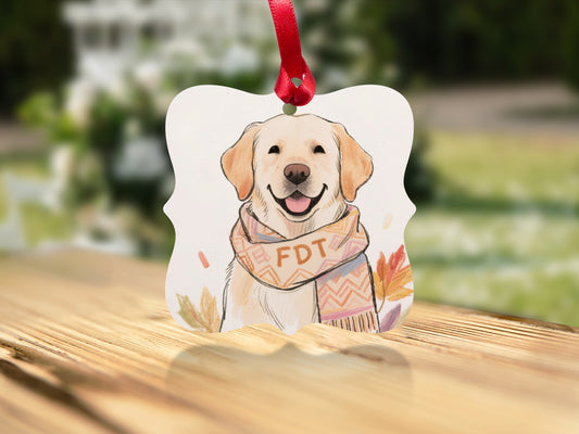 Golden Retriever Ornament with Customizable Scarf