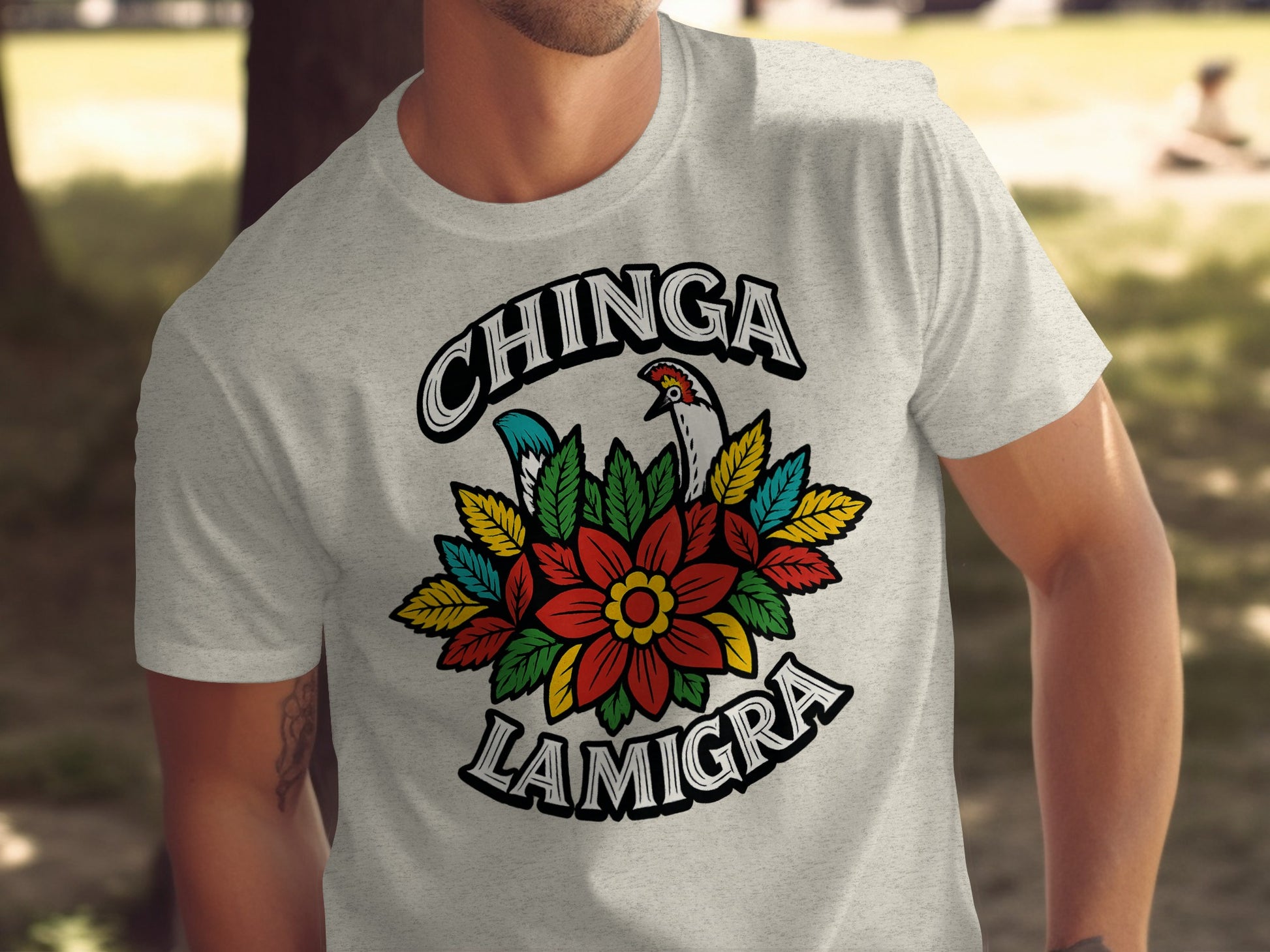 Chinga Lamigra Graphic Tee with Colorful Floral Design product