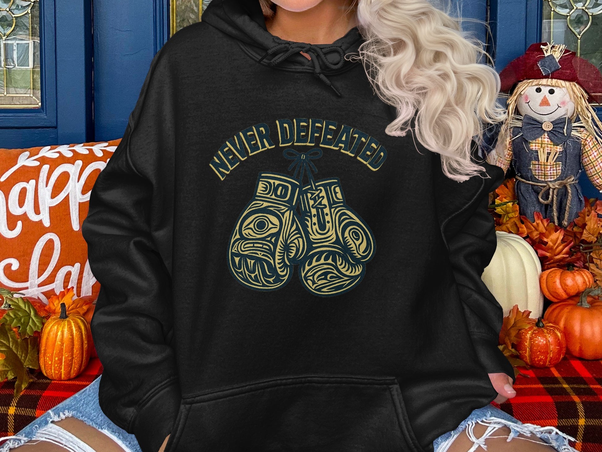 Never Defeated Boxing Gloves Hoodie product
