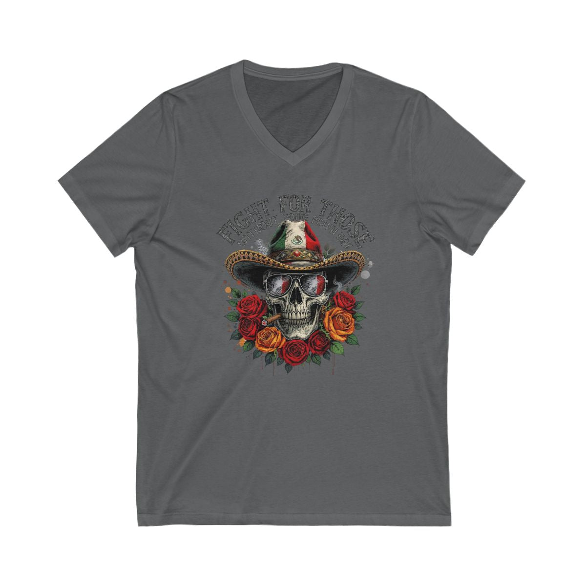 Fight For Those Skull and Roses V-Neck T-Shirt product