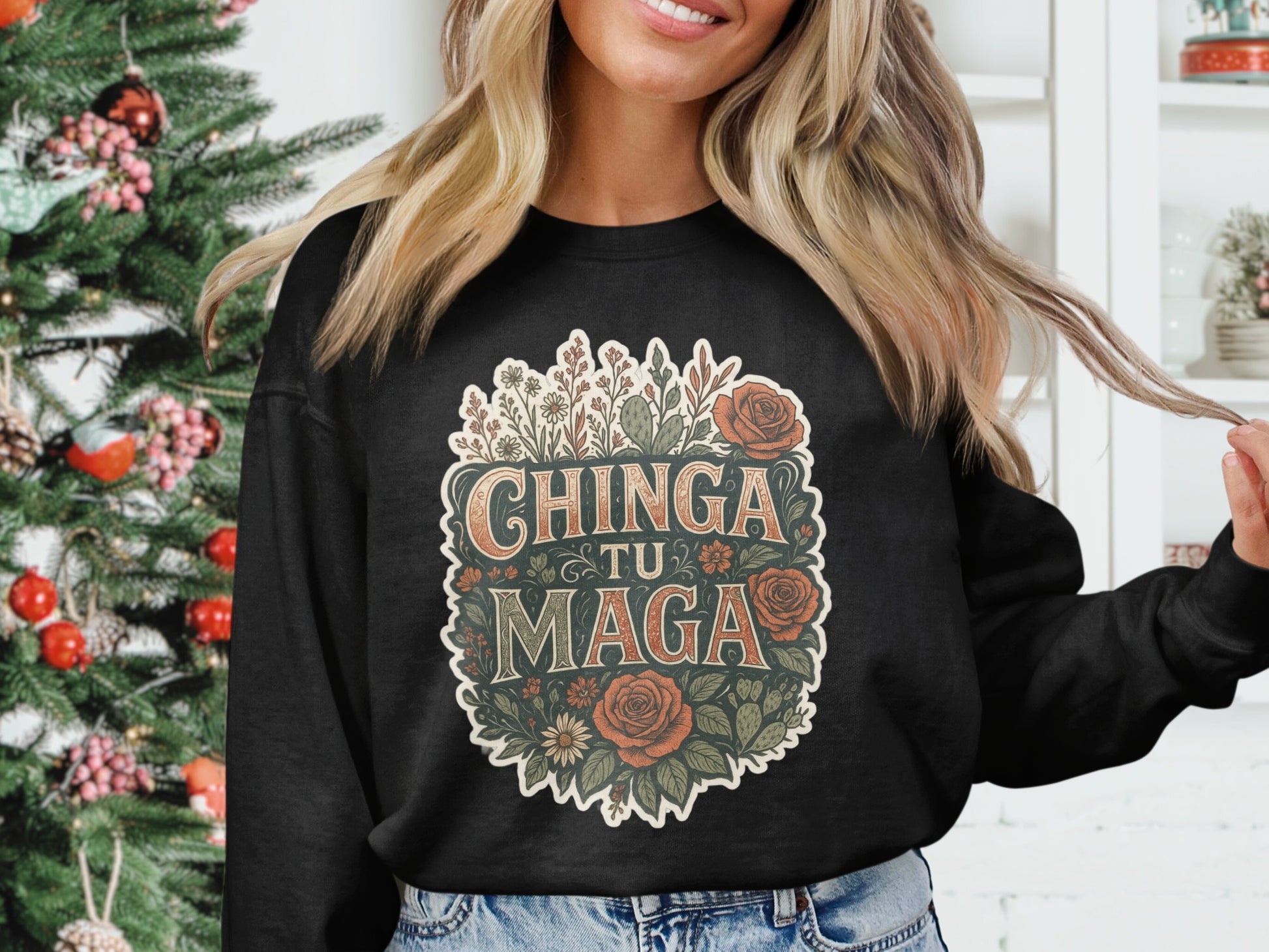 Chinga Tu Maga Floral Design Graphic Sweatshirt product