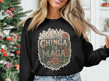 Chinga Tu Maga Floral Design Graphic Sweatshirt product