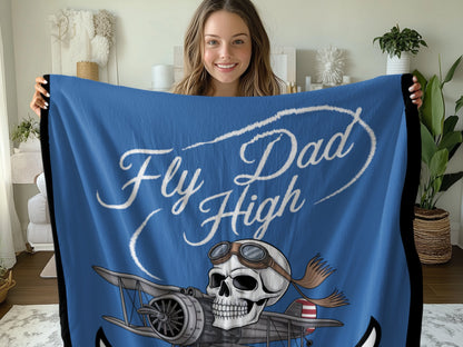 Fly Dad High Skull and Plane Themed Blanket product