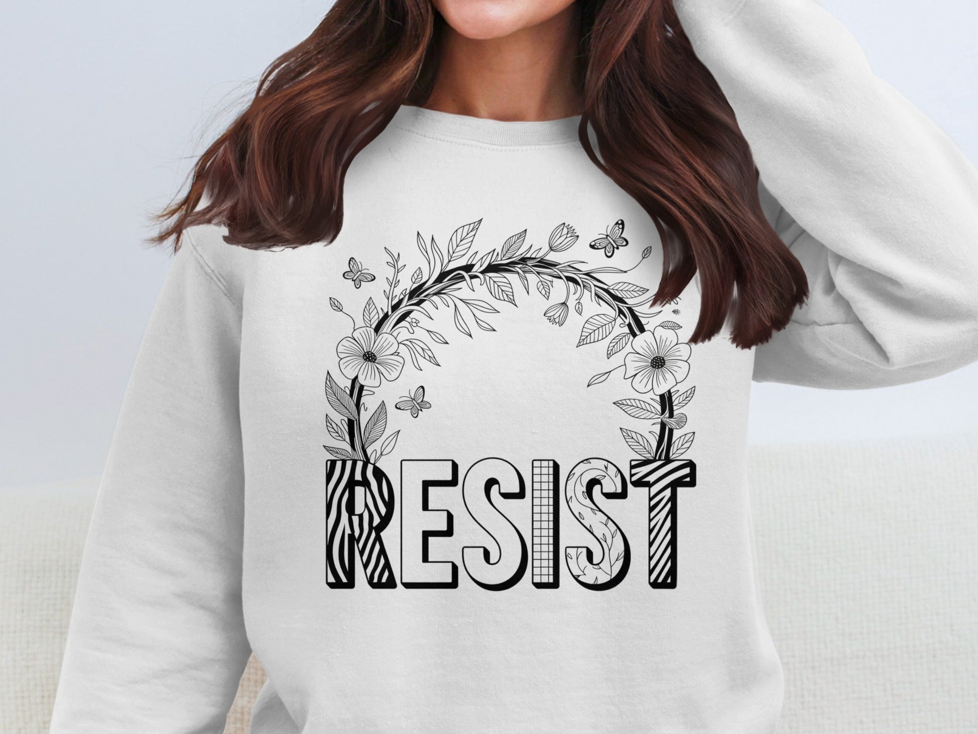 Resist Floral Pattern Women's Sweatshirt product type