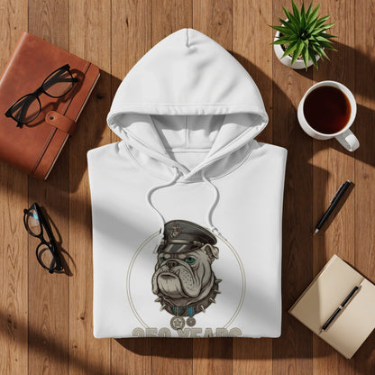 Steampunk Bulldog 350 Years White Hoodie Product