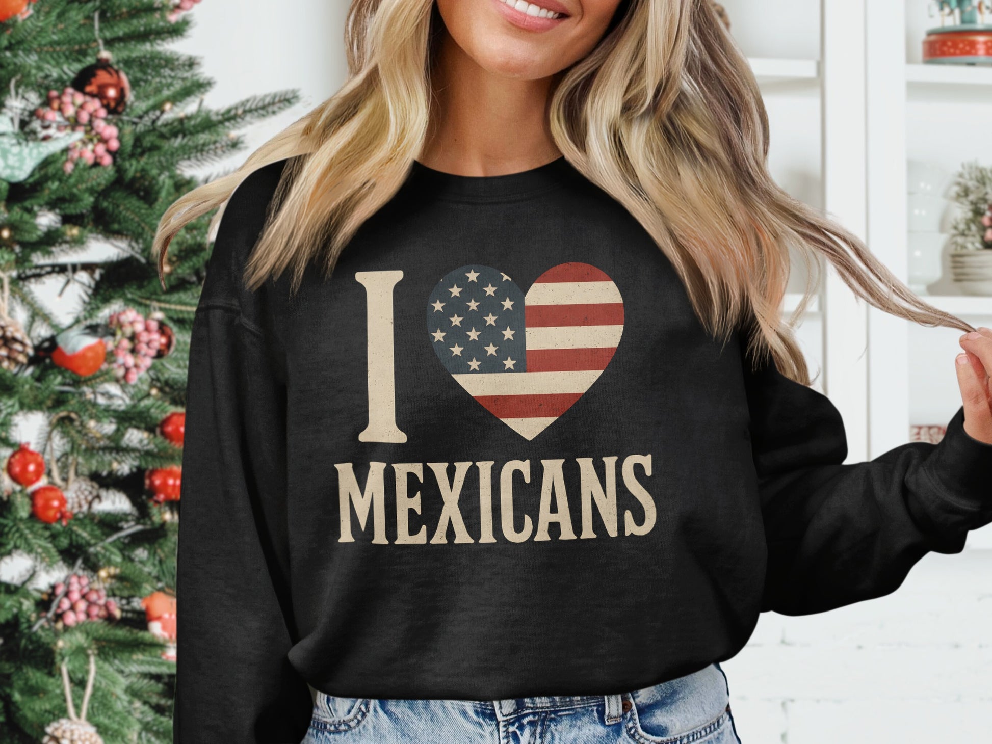 I Love Mexicans American Heart Graphic Sweatshirt product