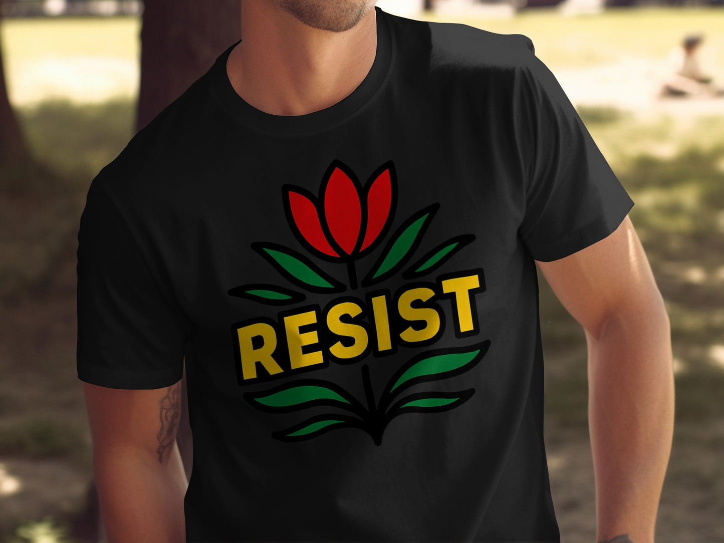 RESIST Floral Graphic Design Statement T-shirt product