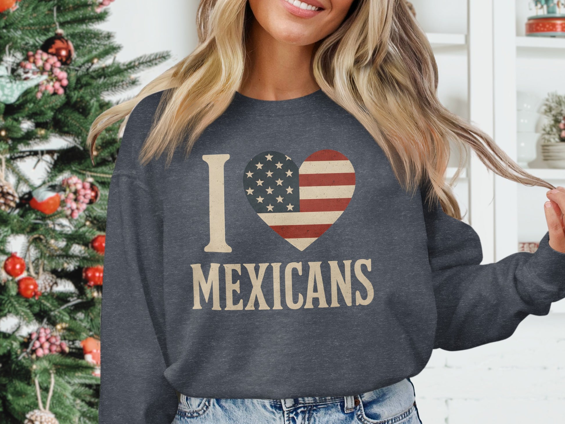 I Love Mexicans American Flag Heart Design product type