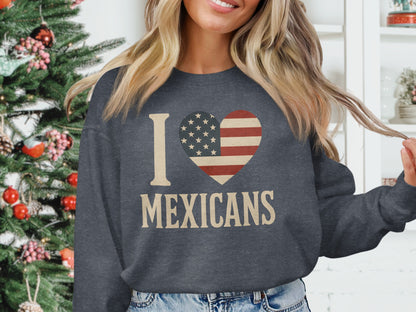 I Love Mexicans American Flag Heart Design product type