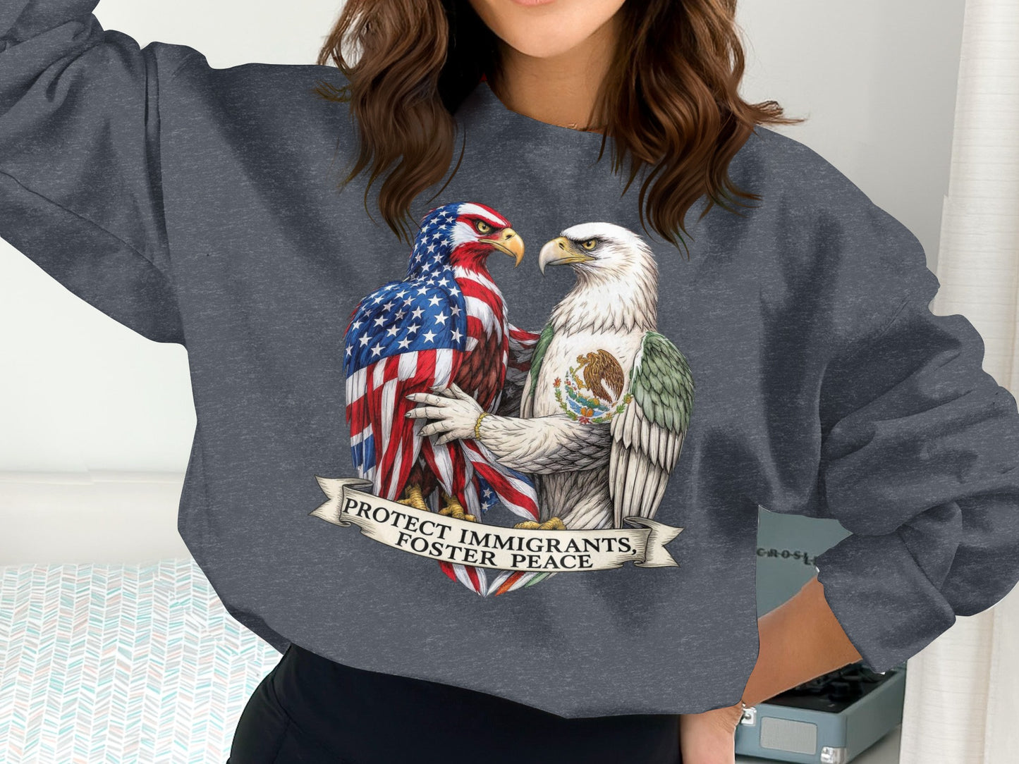 Protect Immigrants Foster Peace Graphic Sweatshirt product type