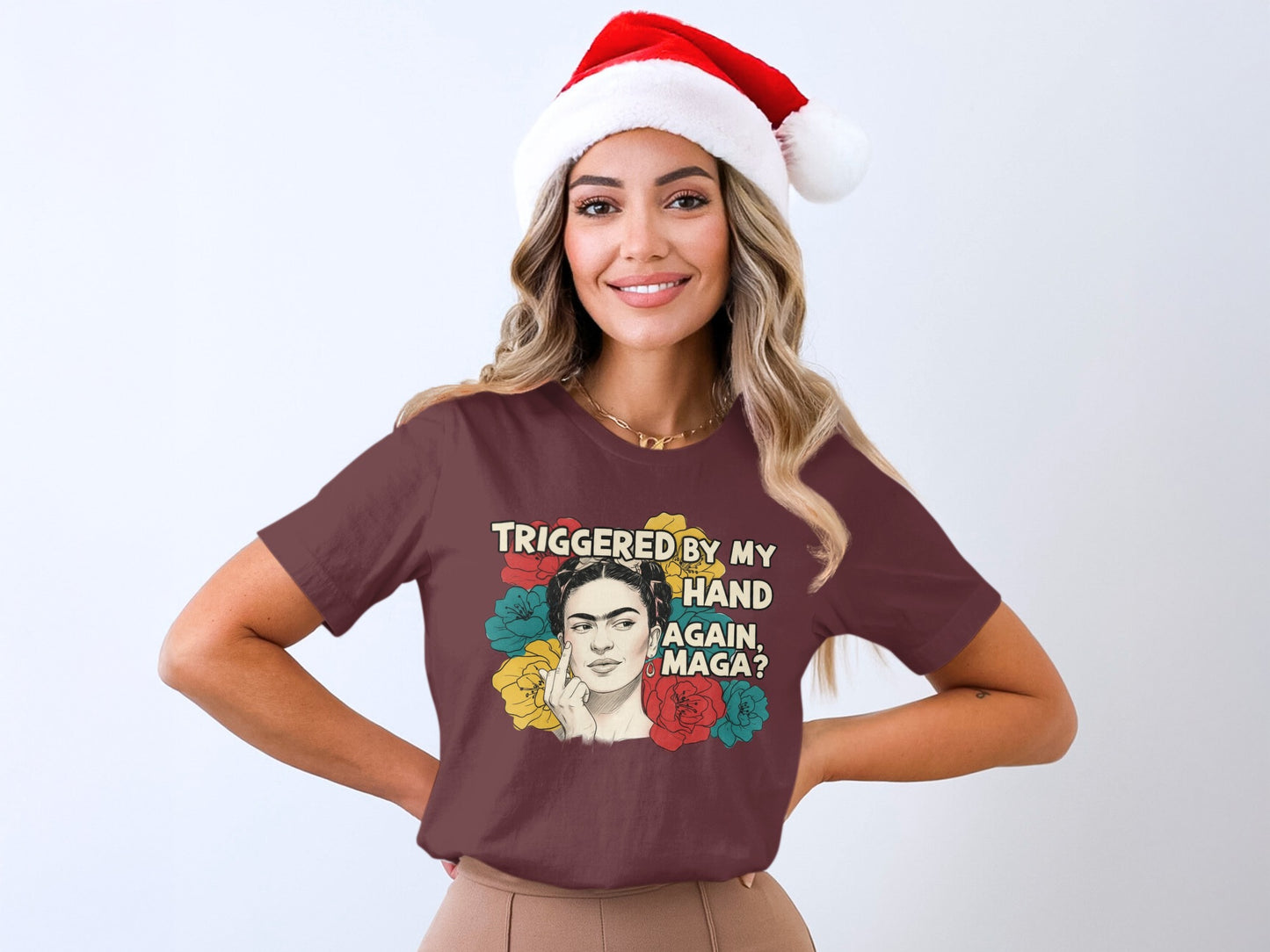 TRIGGERED BY MY HAND AGAIN MAGA christmas shirt