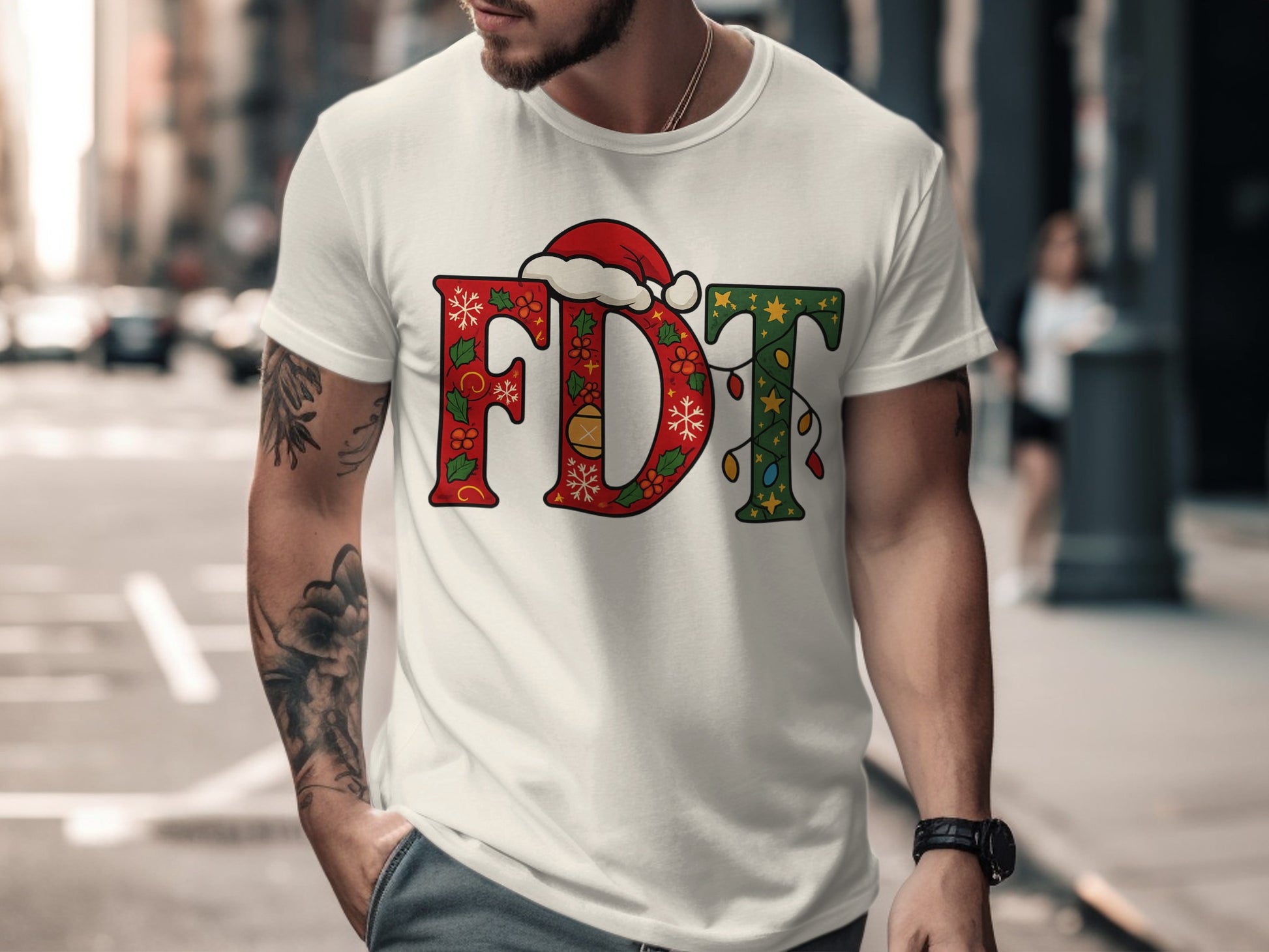 Festive FDT Santa Hat Christmas T-Shirt Product