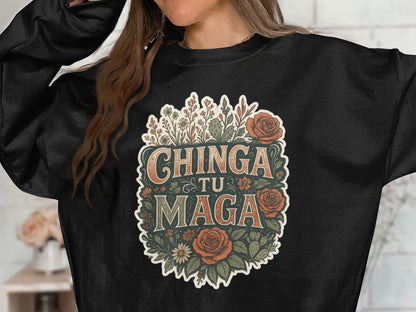 Chinga Tu Maga Bold Floral Graphic Sweatshirt product
