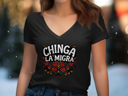 Chinga La Migra Floral Print Graphic Tee product