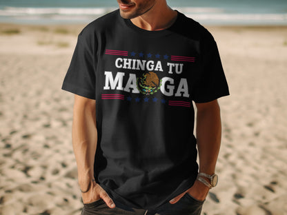 Chinga Tu Maga Text with Stars Design T-Shirt Product