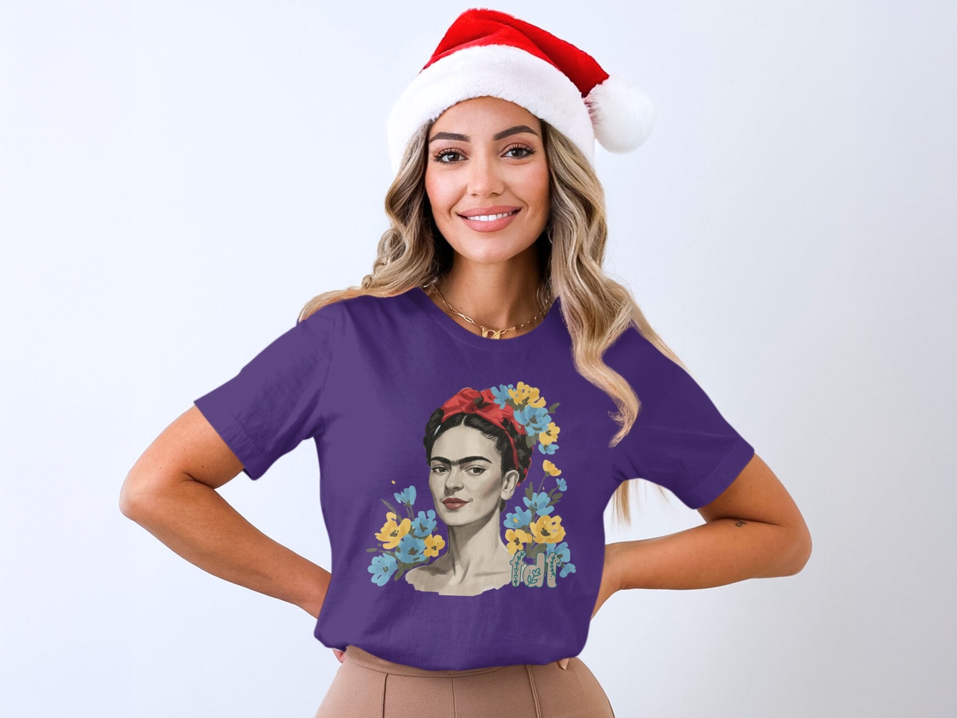Frida Kahlo Floral Design Graphic Tee Christmas Shirt