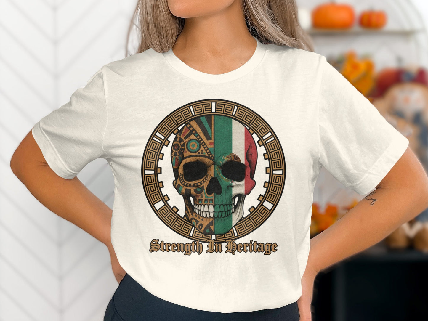 Strength In Heritage Skull Graphic White T-Shirt