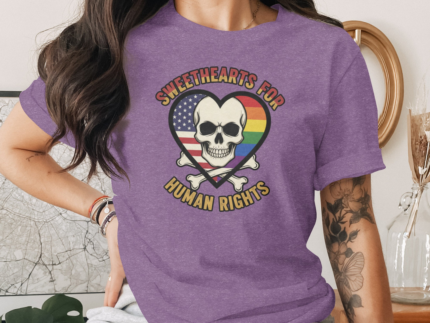 Sweethearts for Human Rights Skull Heart T-shirt