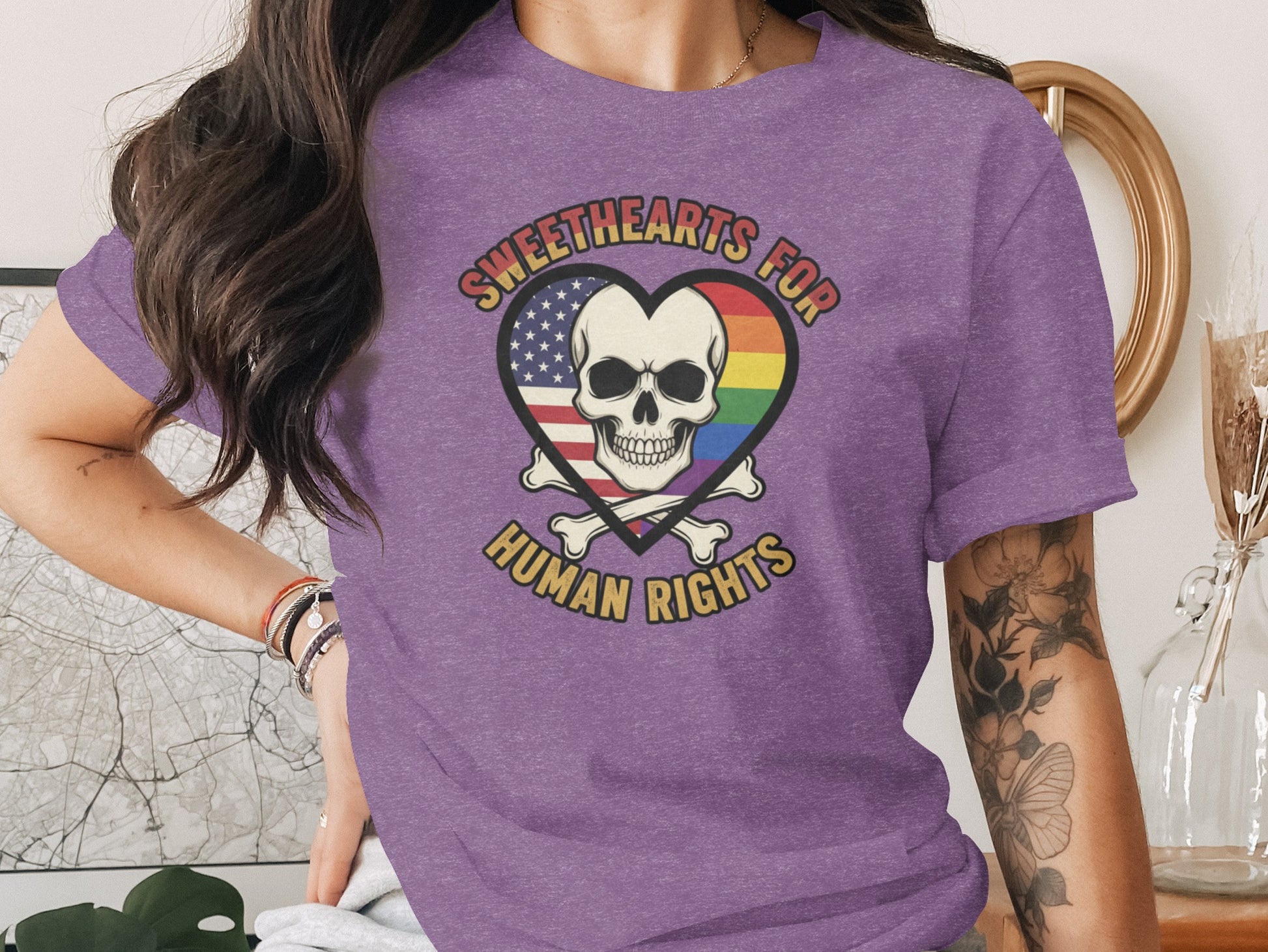 Sweethearts for Human Rights Skull Heart T-shirt