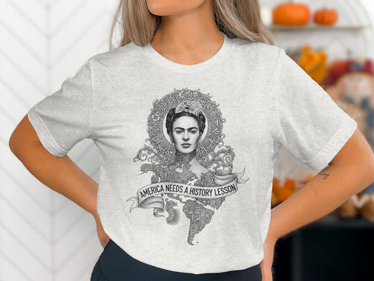 America Needs History Lesson Frida Kahlo Graphic T-Shirts