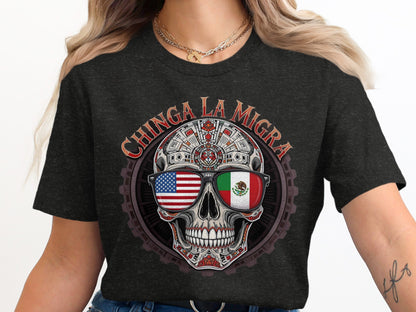 Chinga La Migra Skull Graphic Short Sleeve T-Shirt product