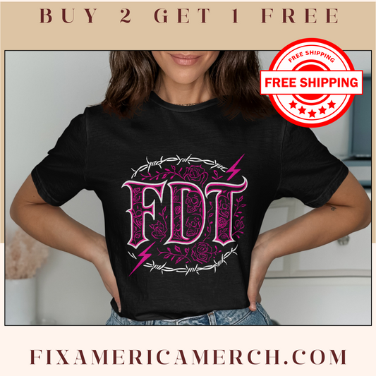 FDT Barbed Wire and Roses Design Black Shirt product