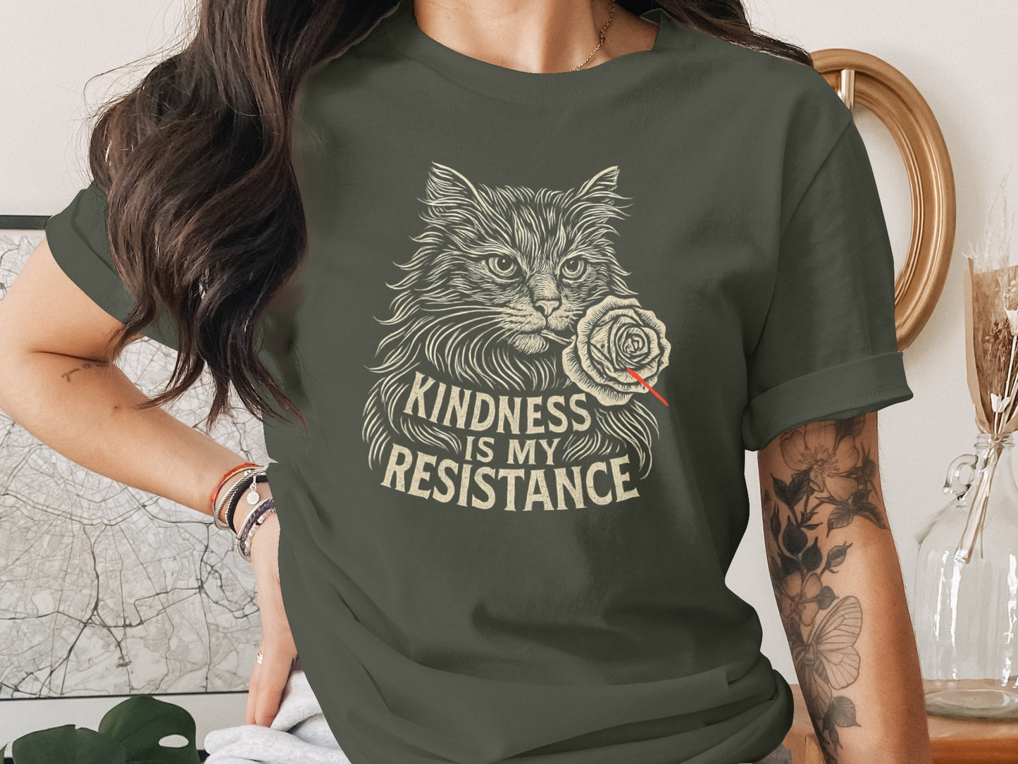 Kindness is My Resistance Cat Graphic Tee
