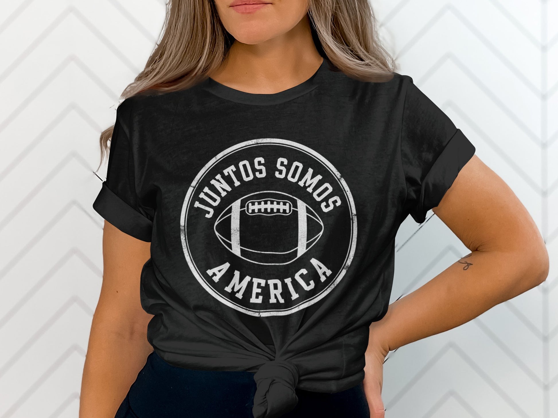Juntos Somos America Football Graphic Tee Shirt