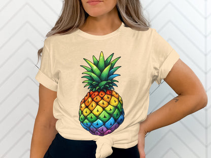 Rainbow Pineapple Graphic Tee Shirt product