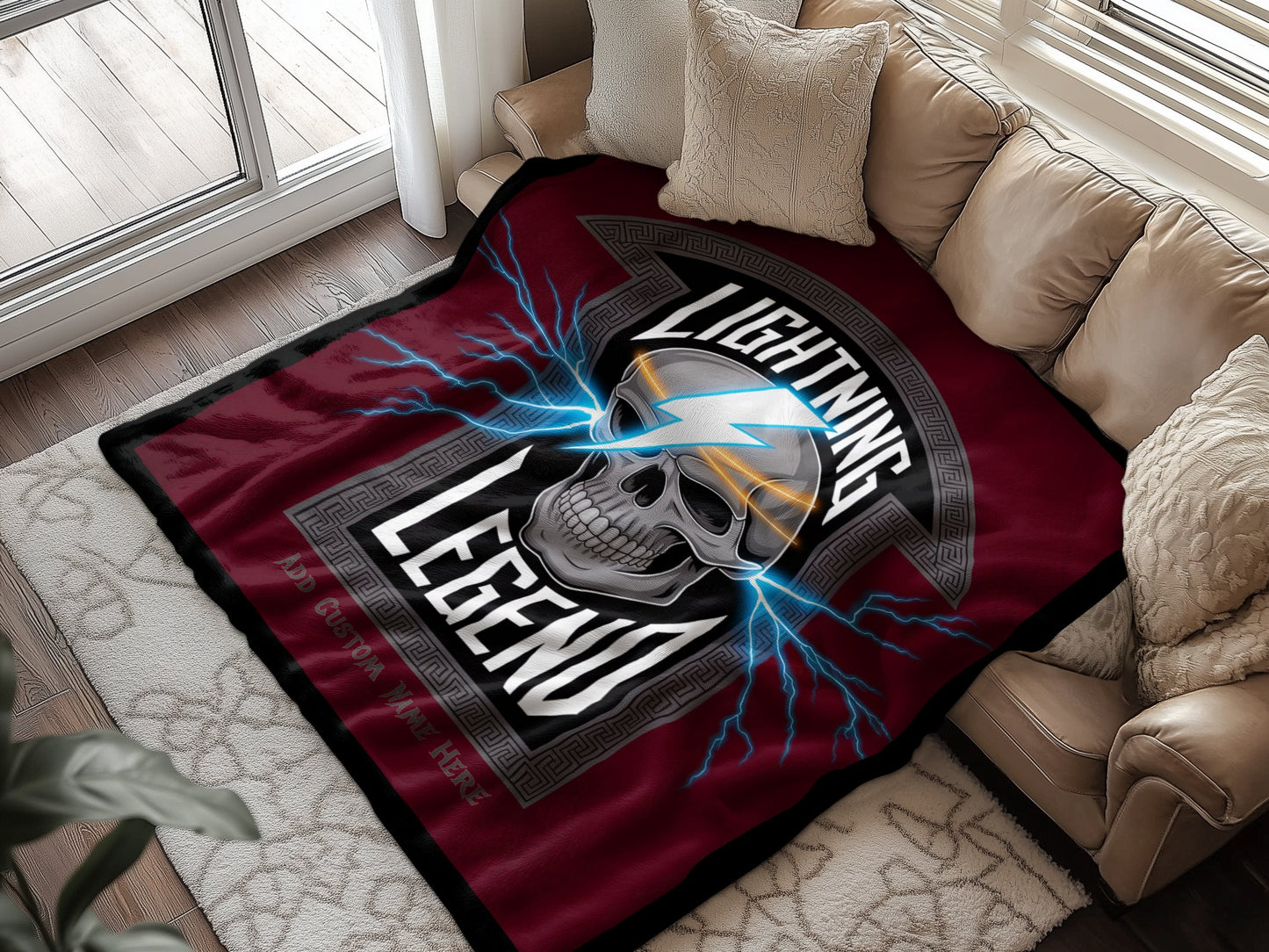 Lightning Legend Skull and Lightning Graphic Blanket product