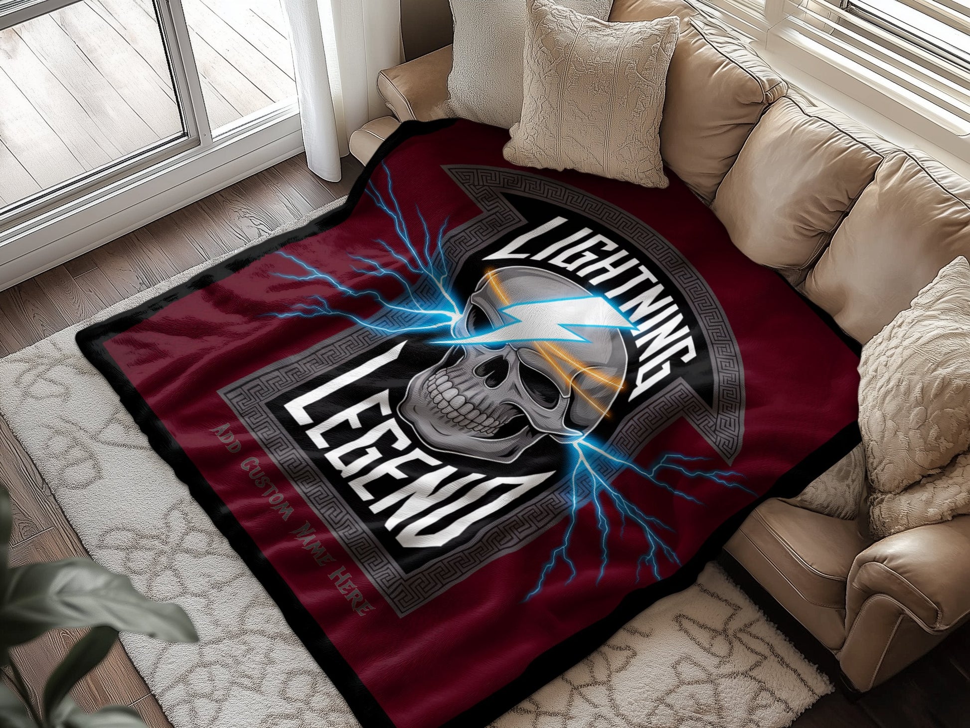 Lightning Legend Skull and Lightning Graphic Blanket product