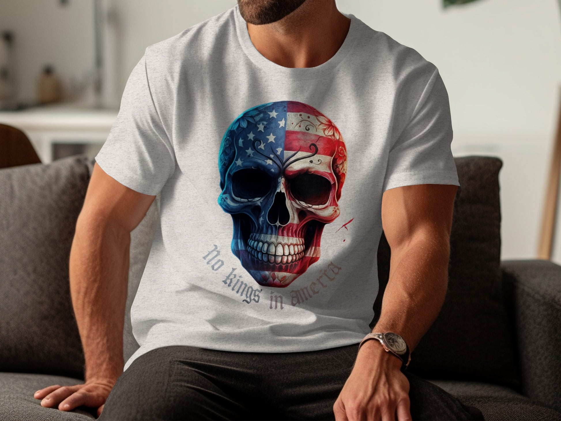 No Kings in America Skull Graphic T-shirt product